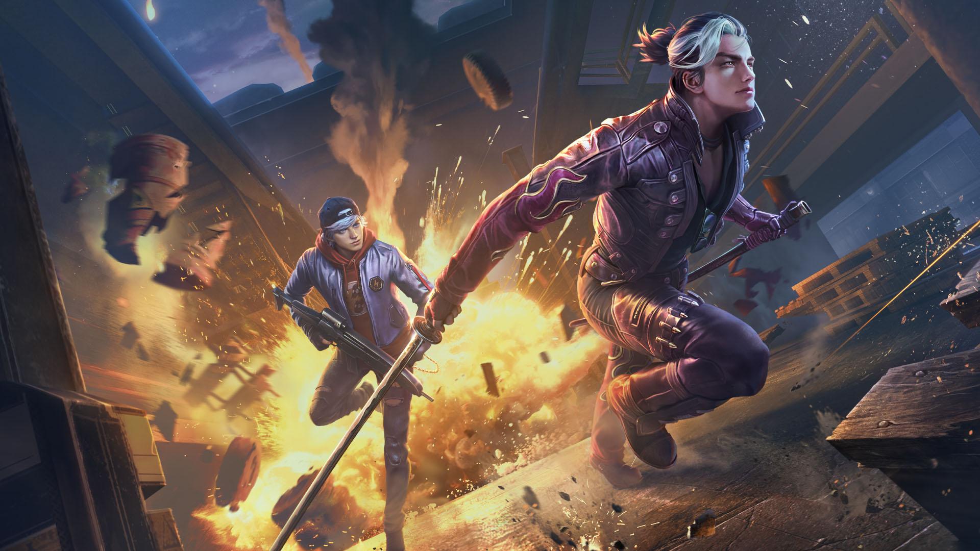 Partida de Free Fire no celular